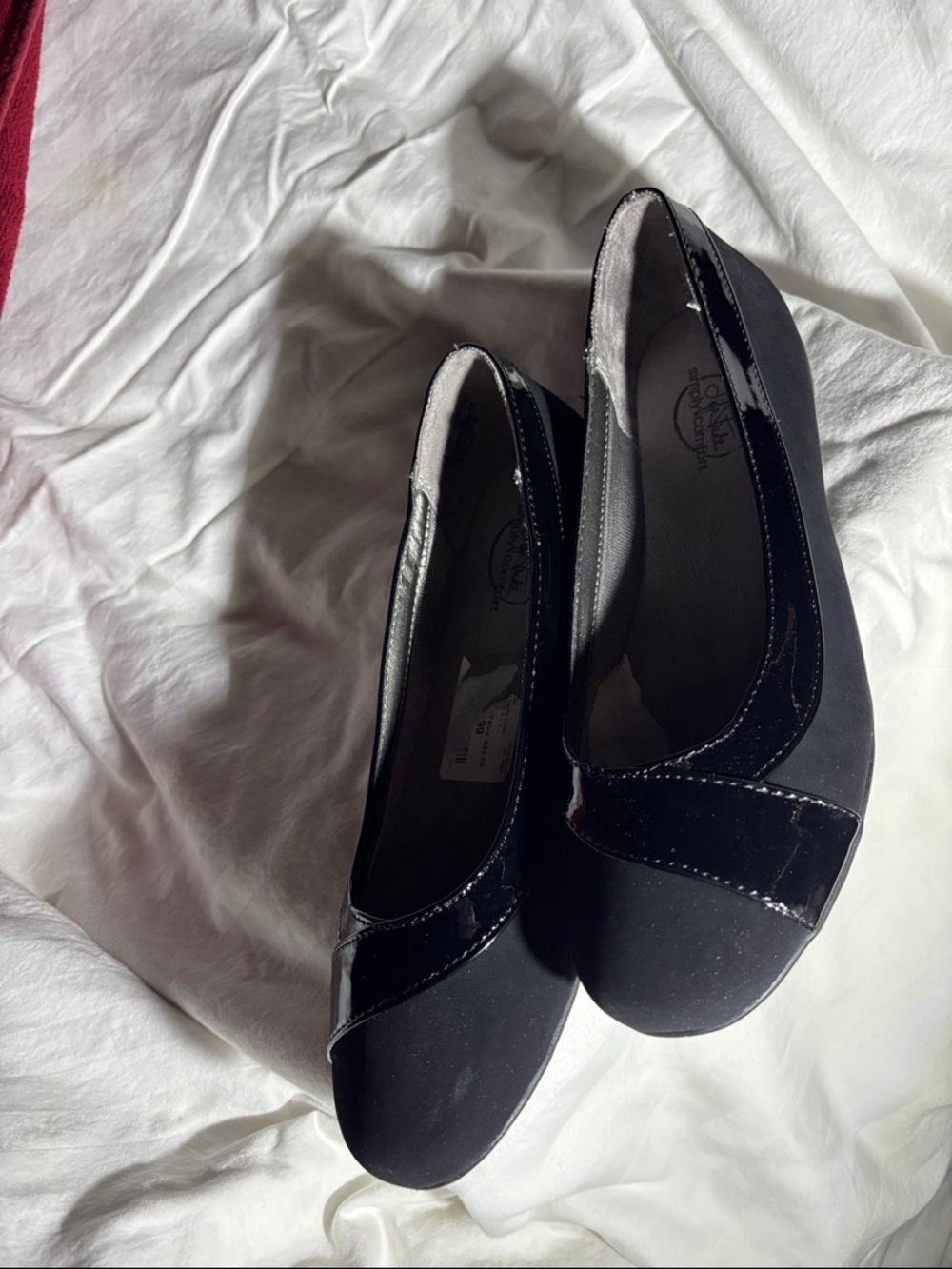 Life Stride Black Matte and Patent Trim Slip-On Flats - Picture 2 of 5